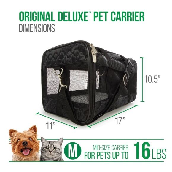 Sherpa Original Deluxe Travel Pet Carrier Airline Approved Black Used Medium - Picture 7 of 7